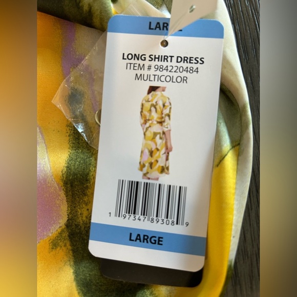 French Connection Long Shirt Dress Multicolor Abstract Print Size Large NWT - Picture 7 of 10